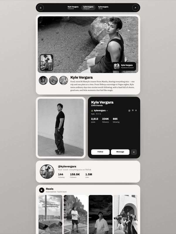 Kyle Vergara portfolio on mobile